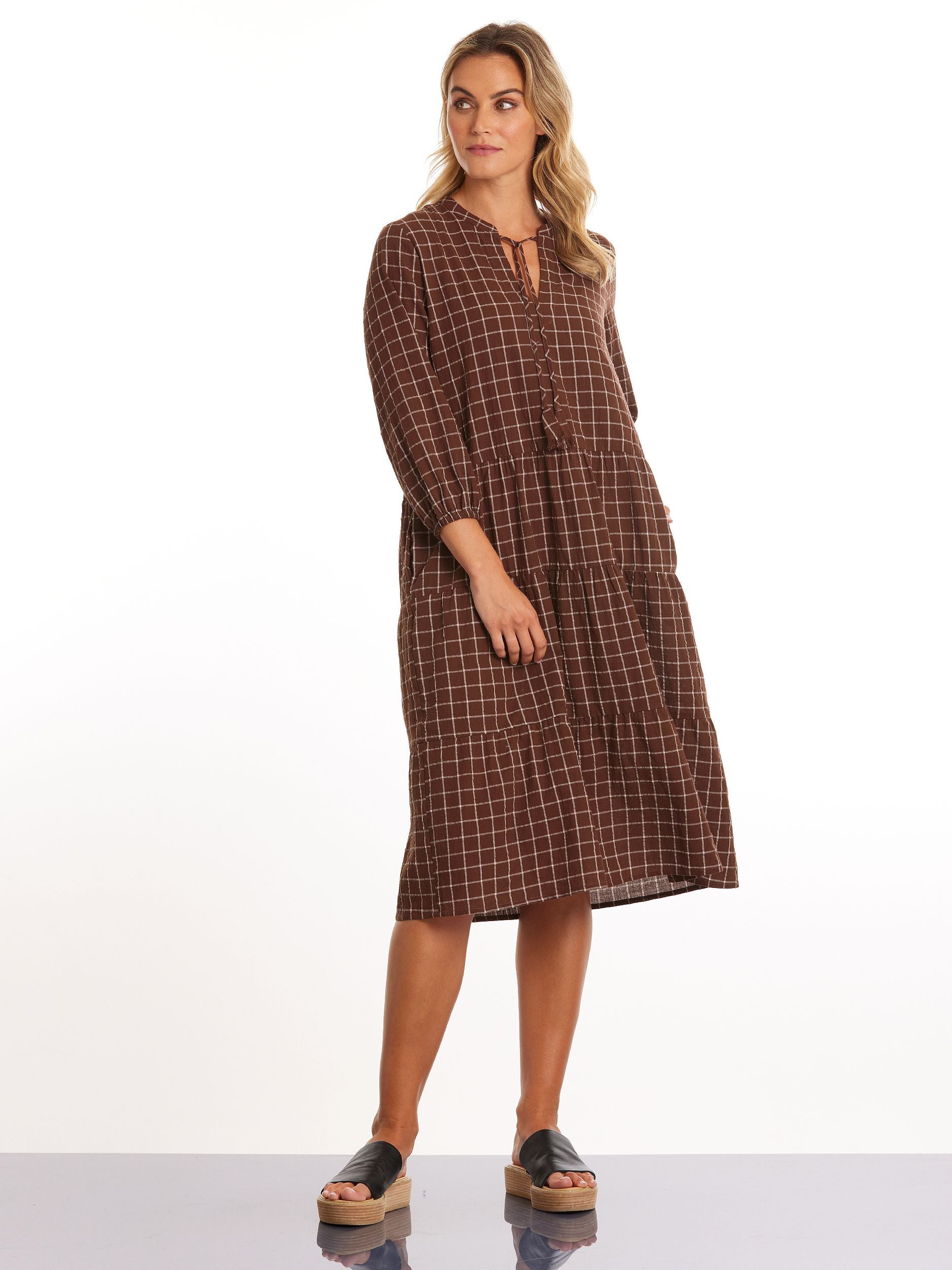 TIERED CHECK Dress