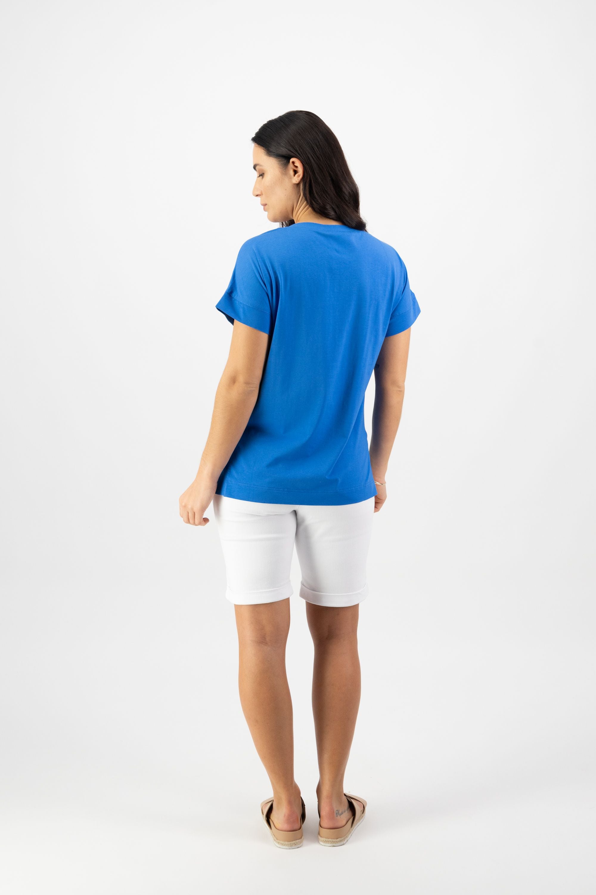 Drop Sleeve Top with Stepped Hem