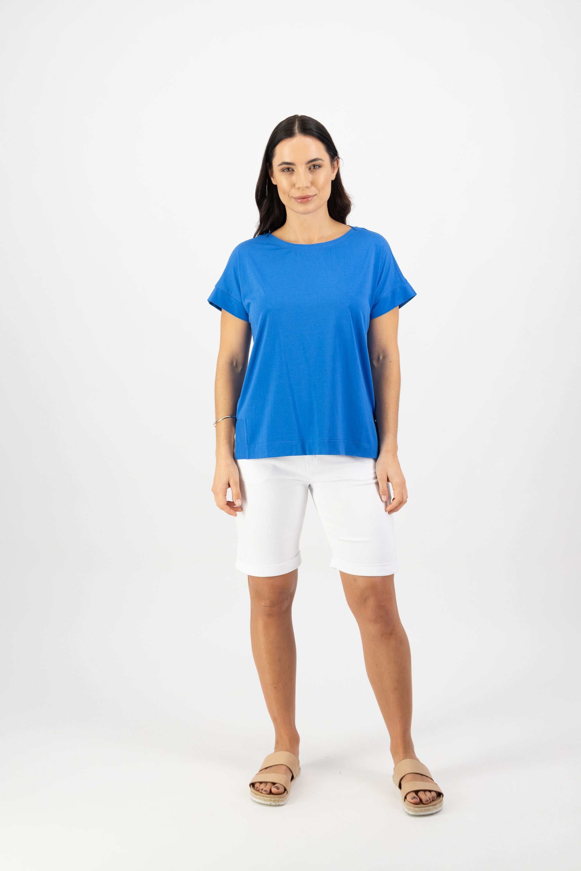 Drop Sleeve Top with Stepped Hem